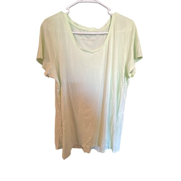 Pure Jill Scoop-Neck Elliptical Tee In Light Green 100% Pima Cotton Size L - Picture 1 of 5